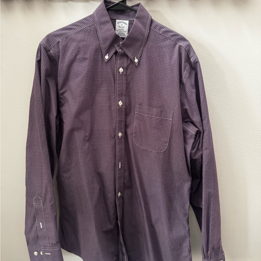 Brooks Brothers Men's Dark Purple Checkered Shirt